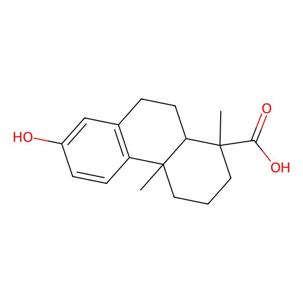 2D Structure of (1S,4aS,10aR)-7-hydroxy-1,4a-dimethyl-2,3,4,9,10,10a-hexahydrophenanthrene-1-carboxylic acid