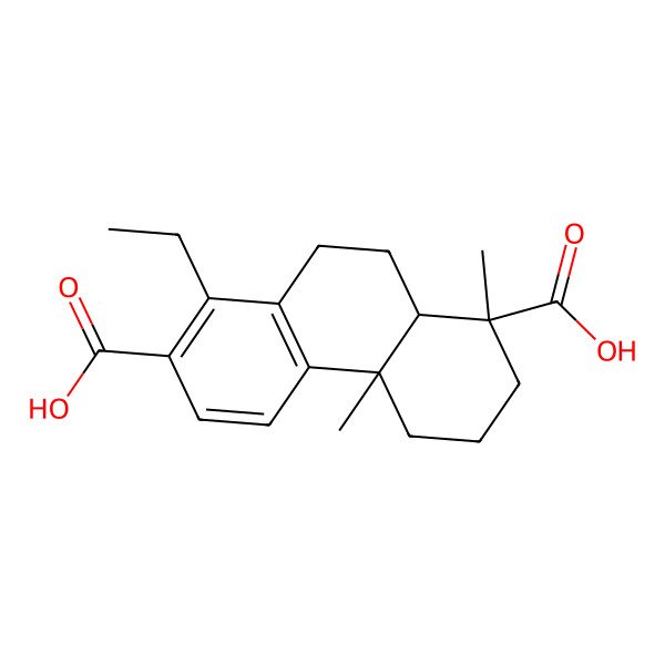 2D Structure of (1S,4aS,10aS)-8-ethyl-1,4a-dimethyl-2,3,4,9,10,10a-hexahydrophenanthrene-1,7-dicarboxylic acid