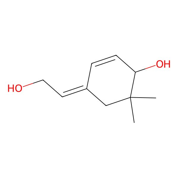 2D Structure of (1S,4E)-4-(2-hydroxyethylidene)-6,6-dimethylcyclohex-2-en-1-ol