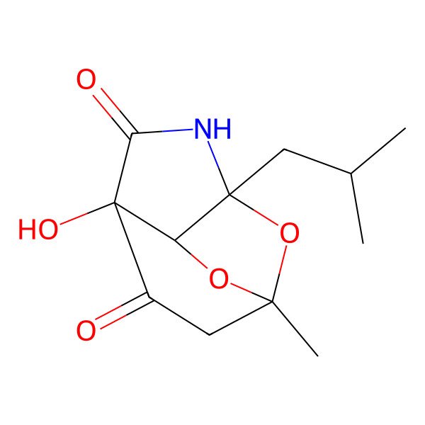 2D Structure of (1S,4R)-4-hydroxy-1-methyl-7-(2-methylpropyl)-9,10-dioxa-6-azatricyclo[5.2.1.04,8]decane-3,5-dione