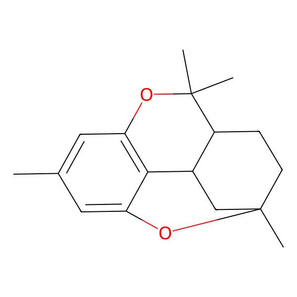 2D Structure of (1S,4R,13S)-1,5,5,9-tetramethyl-6,15-dioxatetracyclo[9.3.1.04,13.07,12]pentadeca-7(12),8,10-triene