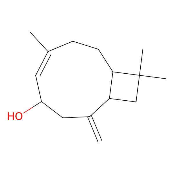 2D Structure of (1S,4R,5E,9R)-6,10,10-trimethyl-2-methylidenebicyclo[7.2.0]undec-5-en-4-ol