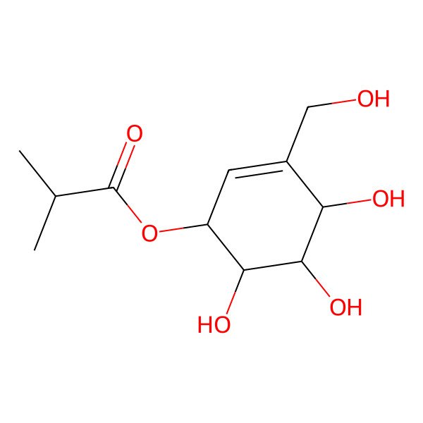 2D Structure of [(1S,4R,5S,6R)-4,5,6-trihydroxy-3-(hydroxymethyl)cyclohex-2-en-1-yl] 2-methylpropanoate