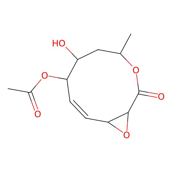 2D Structure of [(1S,4R,6R,7R,8E,10S)-6-hydroxy-4-methyl-2-oxo-3,11-dioxabicyclo[8.1.0]undec-8-en-7-yl] acetate