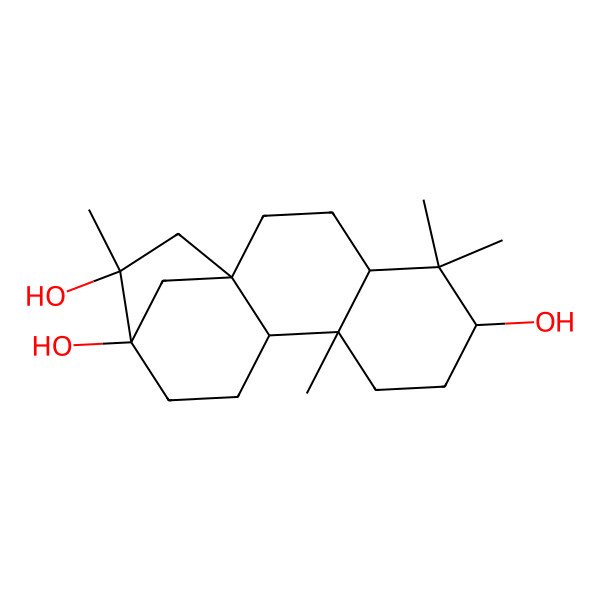 2D Structure of (1S,4R,6R,9R,10S,13R,14R)-5,5,9,14-tetramethyltetracyclo[11.2.1.01,10.04,9]hexadecane-6,13,14-triol