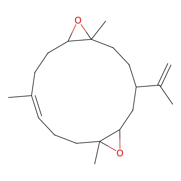 2D Structure of (1S,4R,6S,8R,15S)-1,8,12-trimethyl-4-prop-1-en-2-yl-7,16-dioxatricyclo[13.1.0.06,8]hexadec-11-ene