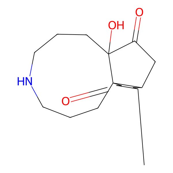 2D Structure of (1S,4R,6S,9R)-9-hydroxy-4-methyl-13-azatricyclo[7.7.0.01,6]hexadecane-2,8-dione