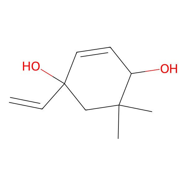 2D Structure of (1S,4S)-1-ethenyl-5,5-dimethylcyclohex-2-ene-1,4-diol