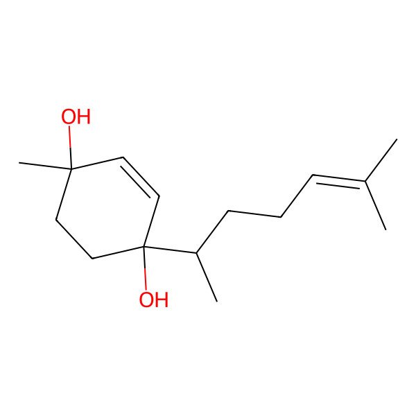 2D Structure of (1S,4S)-1-methyl-4-[(2S)-6-methylhept-5-en-2-yl]cyclohex-2-ene-1,4-diol