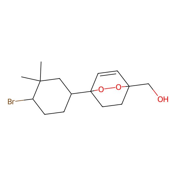 2D Structure of [(1S,4S)-4-(4-bromo-3,3-dimethylcyclohexyl)-2,3-dioxabicyclo[2.2.2]oct-5-en-1-yl]methanol