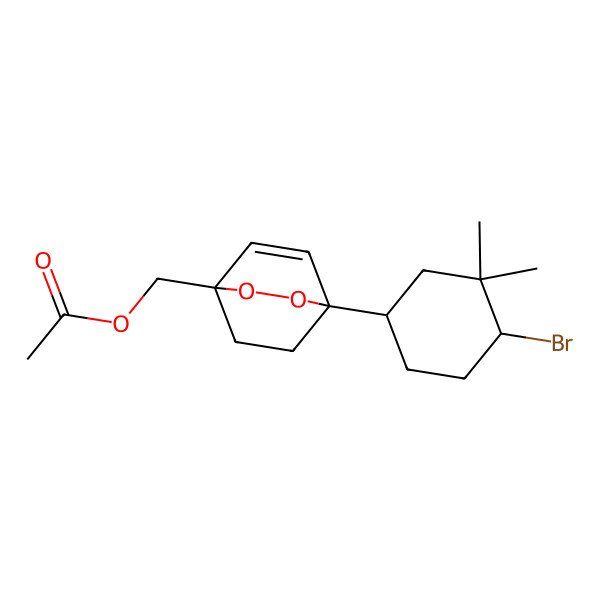 2D Structure of [(1S,4S)-4-(4-bromo-3,3-dimethylcyclohexyl)-2,3-dioxabicyclo[2.2.2]oct-5-en-1-yl]methyl acetate