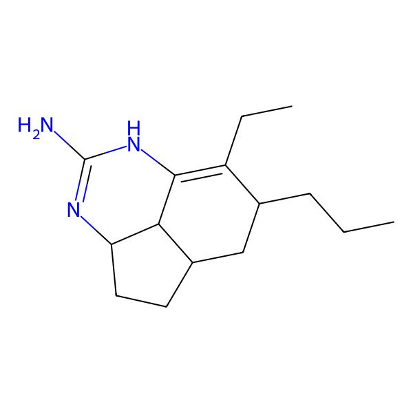 2D Structure of (1S,4S,10R,12R)-9-ethyl-10-propyl-5,7-diazatricyclo[6.3.1.04,12]dodeca-5,8-dien-6-amine