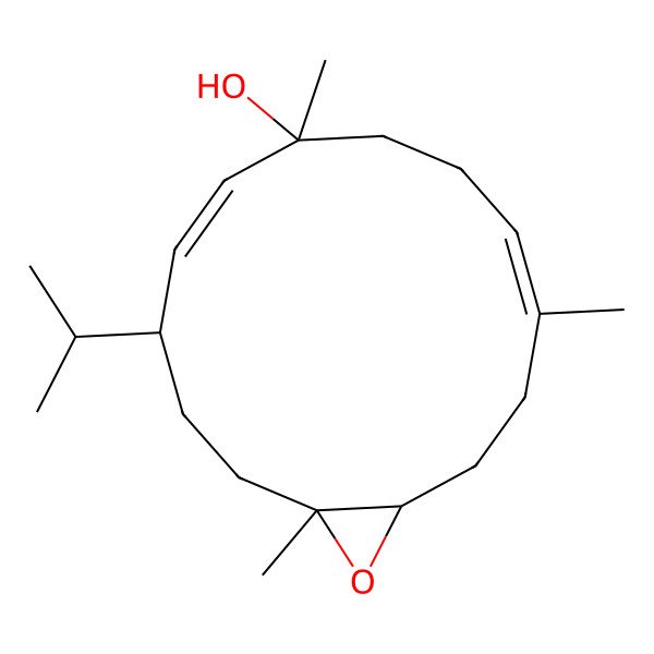 2D Structure of (1S,4S,5E,7S,10E,14S)-1,7,11-trimethyl-4-propan-2-yl-15-oxabicyclo[12.1.0]pentadeca-5,10-dien-7-ol