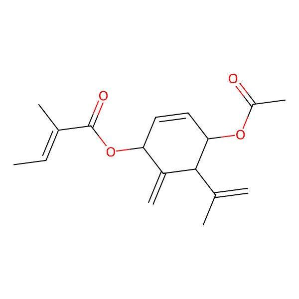 2D Structure of [(1S,4S,5R)-4-acetyloxy-6-methylidene-5-prop-1-en-2-ylcyclohex-2-en-1-yl] 2-methylbut-2-enoate