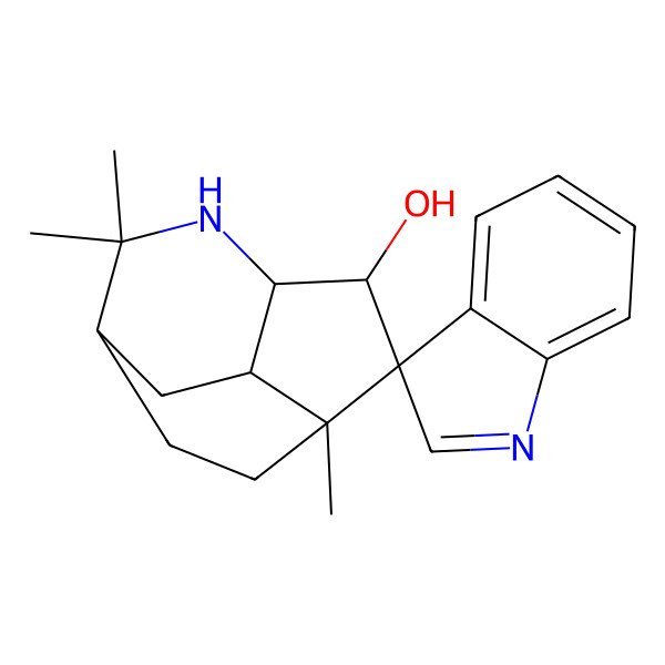 2D Structure of (1S,4S,5R,6S,7R,8S)-2,2,7-trimethylspiro[3-azatricyclo[5.2.2.04,8]undecane-6,3'-indole]-5-ol