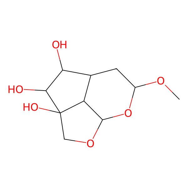 2D Structure of (1S,4S,5R,6S,7R,9S,11S)-9-methoxy-2,10-dioxatricyclo[5.3.1.04,11]undecane-4,5,6-triol