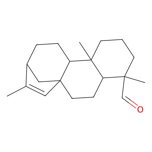 2D Structure of (1S,4S,5R,9S,10S,13R)-5,9,14-trimethyltetracyclo[11.2.1.01,10.04,9]hexadec-14-ene-5-carbaldehyde