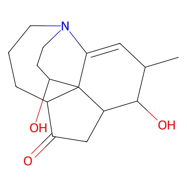 2D Structure of (1S,4S,5S,6S,9S,16R)-5,16-dihydroxy-4-methyl-13-azatetracyclo[7.7.0.01,6.02,13]hexadec-2-en-8-one