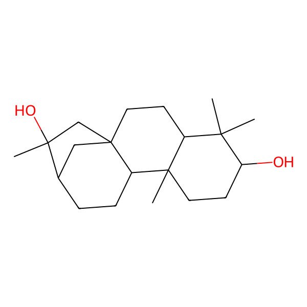 2D Structure of (1S,4S,6R,9S,10R,13R,14R)-5,5,9,14-tetramethyltetracyclo[11.2.1.01,10.04,9]hexadecane-6,14-diol