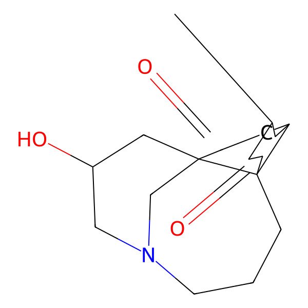 2D Structure of (1S,4S,6R,9S,15R)-15-hydroxy-6-methyl-13-azatetracyclo[11.3.1.01,9.04,9]heptadecane-2,8-dione