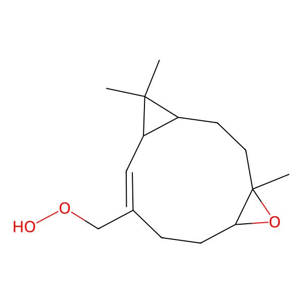2D Structure of (1S,4S,6R,9Z,11R)-9-(hydroperoxymethyl)-4,12,12-trimethyl-5-oxatricyclo[9.1.0.04,6]dodec-9-ene