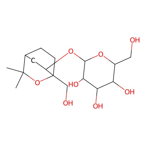 2D Structure of (1S,4S,6S)-1-(Hydroxymethyl)-3,3-dimethyl-2-oxabicyclo[2.2.2]oct-6-yl beta-D-glucopyranoside