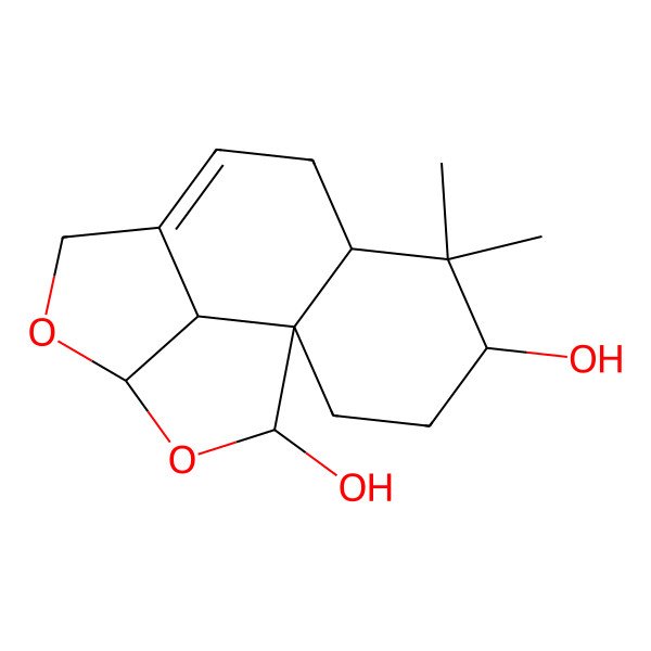 2D Structure of (1S,4S,6S,12R,14R,15S)-5,5-dimethyl-11,13-dioxatetracyclo[7.5.1.01,6.012,15]pentadec-8-ene-4,14-diol