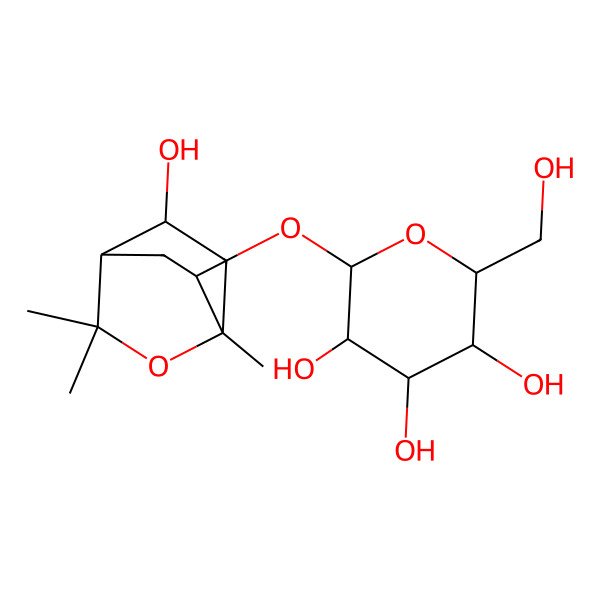 2D Structure of (1S,4S,6S,8R)-8-Hydroxy-1,3,3-trimethyl-2-oxabicyclo[2.2.2]oct-6-yl beta-D-glucopyranoside