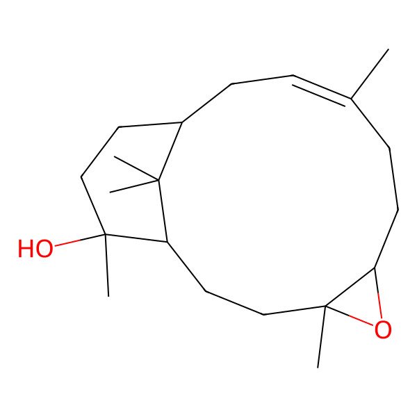 2D Structure of (1S,4S,6S,9E,12S,15S)-4,9,15,16,16-pentamethyl-5-oxatricyclo[10.3.1.04,6]hexadec-9-en-15-ol