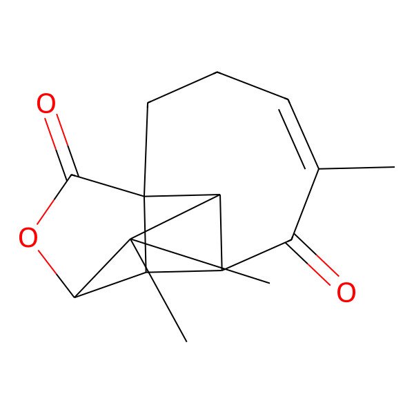 2D Structure of (1S,4S,7S,9Z)-5,5,9-trimethyl-3-oxatetracyclo[5.5.1.01,6.04,13]tridec-9-ene-2,8-dione