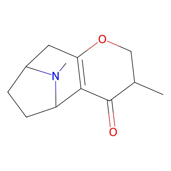 2D Structure of (1S,4S,9R)-4,12-dimethyl-6-oxa-12-azatricyclo[7.2.1.02,7]dodec-2(7)-en-3-one