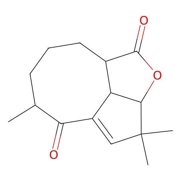 2D Structure of (1S,4S,9R,13S)-5,5,9-trimethyl-3-oxatricyclo[5.5.1.04,13]tridec-6-ene-2,8-dione