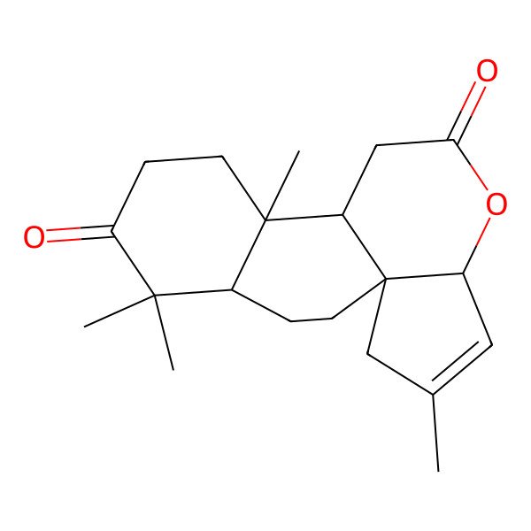 2D Structure of (1S,4S,9S,10S,14S)-5,5,9,16-tetramethyl-13-oxatetracyclo[8.7.0.01,14.04,9]heptadec-15-ene-6,12-dione