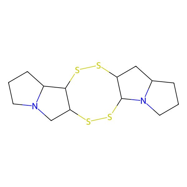 2D Structure of (1S,4S,9S,11S,14R,15S)-2,3,12,13-tetrathia-5,19-diazapentacyclo[12.6.0.04,11.05,9.015,19]icosane