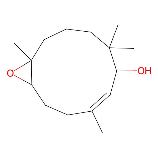 2D Structure of (1S,4Z,6S,11R)-4,7,7,11-tetramethyl-12-oxabicyclo[9.1.0]dodec-4-en-6-ol