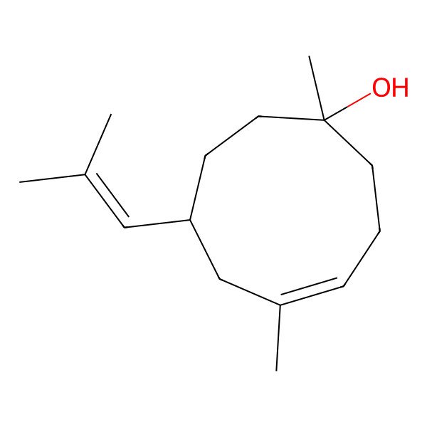 2D Structure of (1S,4Z,7R)-1,5-dimethyl-7-(2-methylprop-1-enyl)cyclonon-4-en-1-ol