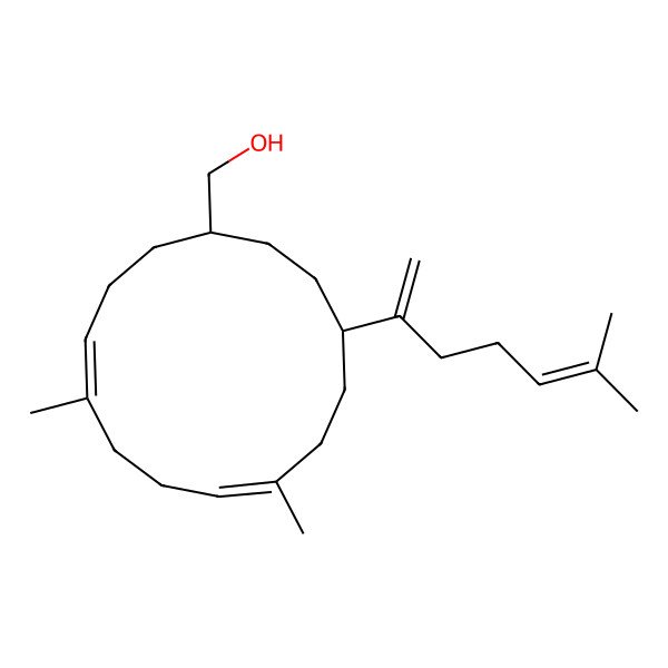 2D Structure of [(1S,4Z,8E,12S)-5,9-dimethyl-12-(6-methylhepta-1,5-dien-2-yl)cyclotetradeca-4,8-dien-1-yl]methanol