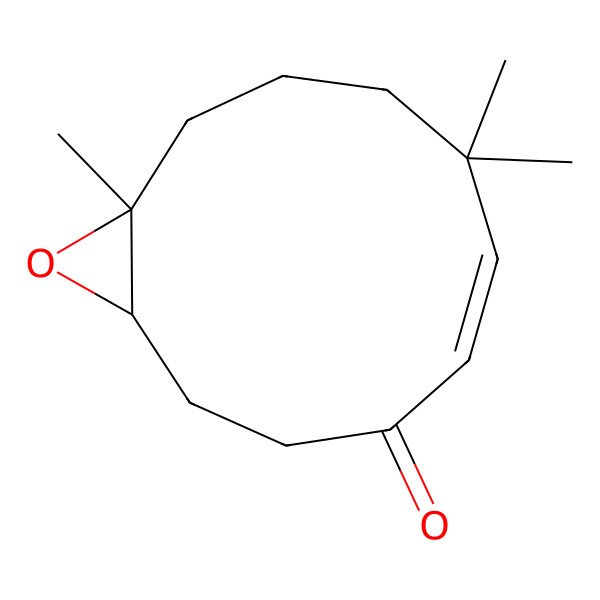 2D Structure of (1S,5E,11S)-7,7,11-trimethyl-12-oxabicyclo[9.1.0]dodec-5-en-4-one