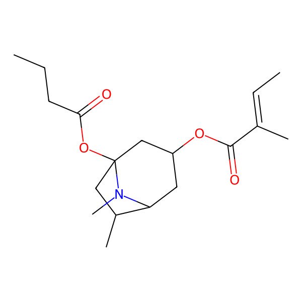 2D Structure of [(1S,5R)-1-butanoyloxy-6,8-dimethyl-8-azabicyclo[3.2.1]octan-3-yl] (E)-2-methylbut-2-enoate