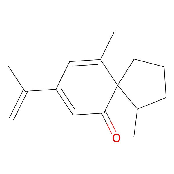 2D Structure of (4S,5R)-4,6-dimethyl-8-prop-1-en-2-ylspiro[4.5]deca-6,8-dien-10-one