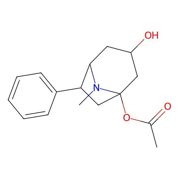 2D Structure of [(1S,5R)-3-hydroxy-8-methyl-6-phenyl-8-azabicyclo[3.2.1]octan-1-yl] acetate