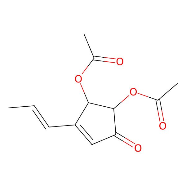 2D Structure of [(1S,5R)-5-acetyloxy-4-oxo-2-[(E)-prop-1-enyl]cyclopent-2-en-1-yl] acetate
