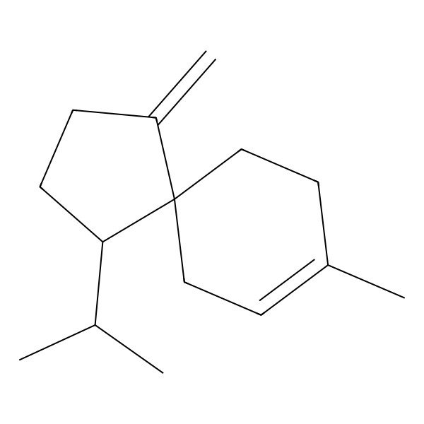 2D Structure of (1S,5R)-8-methyl-4-methylidene-1-propan-2-ylspiro[4.5]dec-8-ene