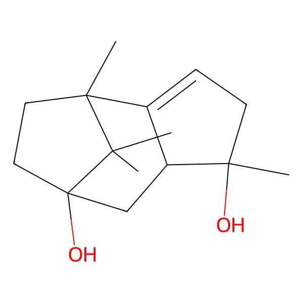 2D Structure of (1S,5R,6R,8S)-1,5,11,11-tetramethyltricyclo[6.2.1.02,6]undec-2-ene-5,8-diol