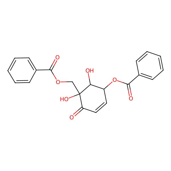 2D Structure of ((1S,5R,6S)-5-(Benzoyloxy)-1,6-dihydroxy-2-oxocyclohex-3-en-1-yl)methyl benzoate 2D Structure of ((1S,5R,6S)-5-(Benzoyloxy)-1,6-dihydroxy-2-oxocyclohex-3-en-1-yl)methyl benzoate