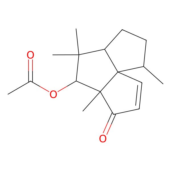 2D Structure of [(1S,5R,6S,8R,11R)-5,7,7,11-tetramethyl-4-oxo-6-tricyclo[6.3.0.01,5]undec-2-enyl] acetate