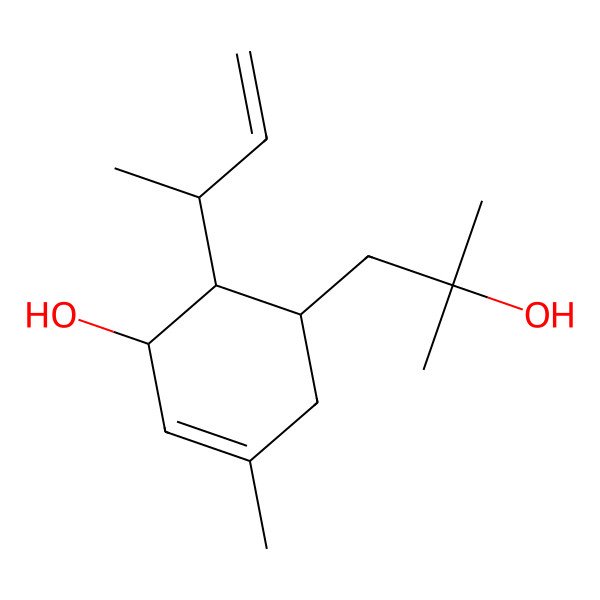 2D Structure of (1S,5S,6R)-6-[(2S)-but-3-en-2-yl]-5-(2-hydroxy-2-methylpropyl)-3-methylcyclohex-2-en-1-ol