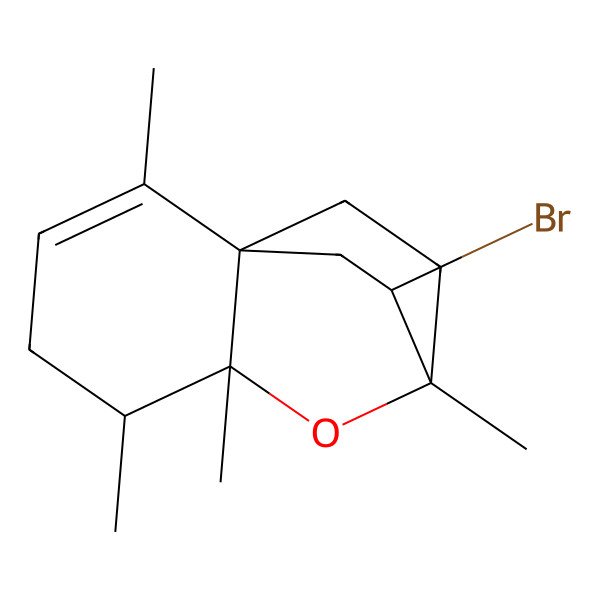 2D Structure of (1S,5S,6R,8R,9S)-9-bromo-2,5,6,8-tetramethyl-7-oxatricyclo[6.2.2.01,6]dodec-2-ene