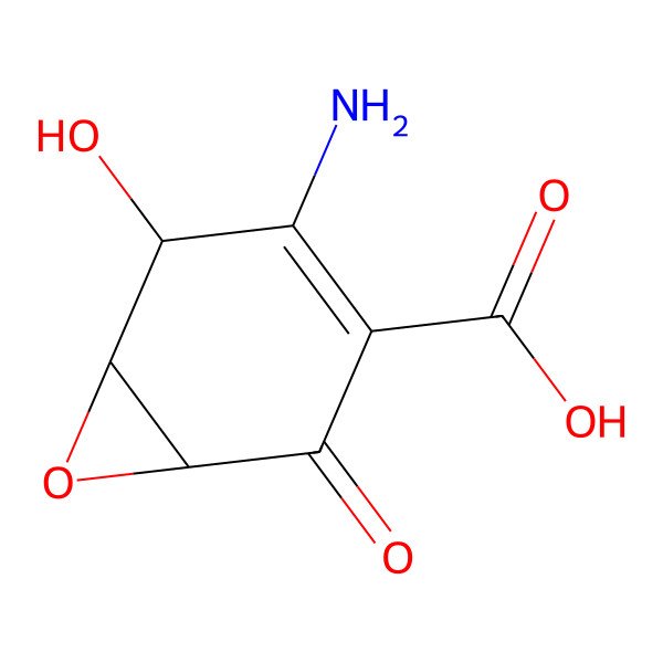 2D Structure of (1S,5S,6S)-4-amino-5-hydroxy-2-oxo-7-oxabicyclo[4.1.0]hept-3-ene-3-carboxylic acid