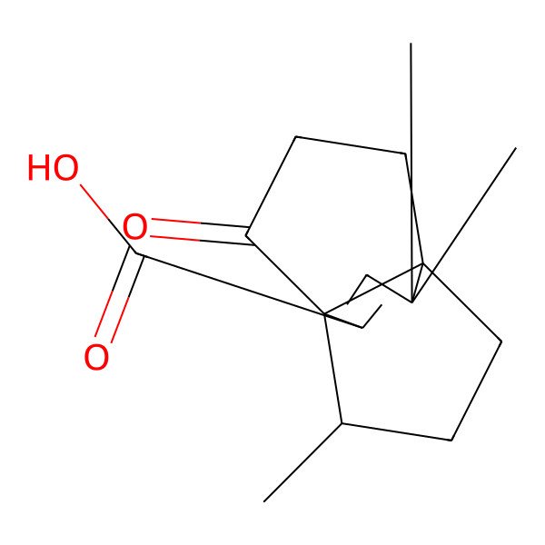 2D Structure of (1S,5S,8R)-4,4,8-trimethyl-9-oxotricyclo[3.3.3.01,5]undec-2-ene-2-carboxylic acid